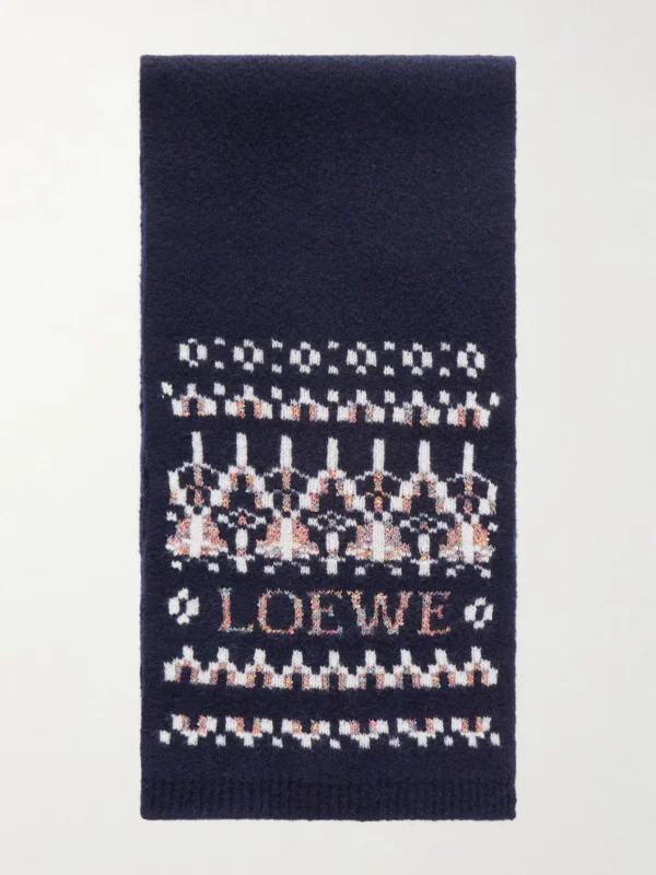 Loewe Sequin-embellished Fair Isle Wool-blend Scarf