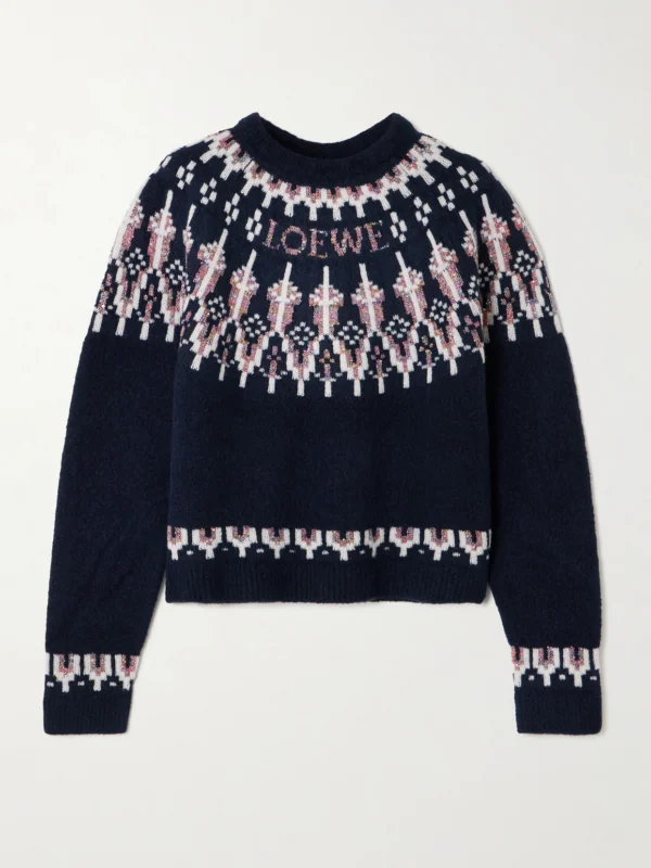 Loewe Sequin-embellished Fair Isle Wool-blend Sweater