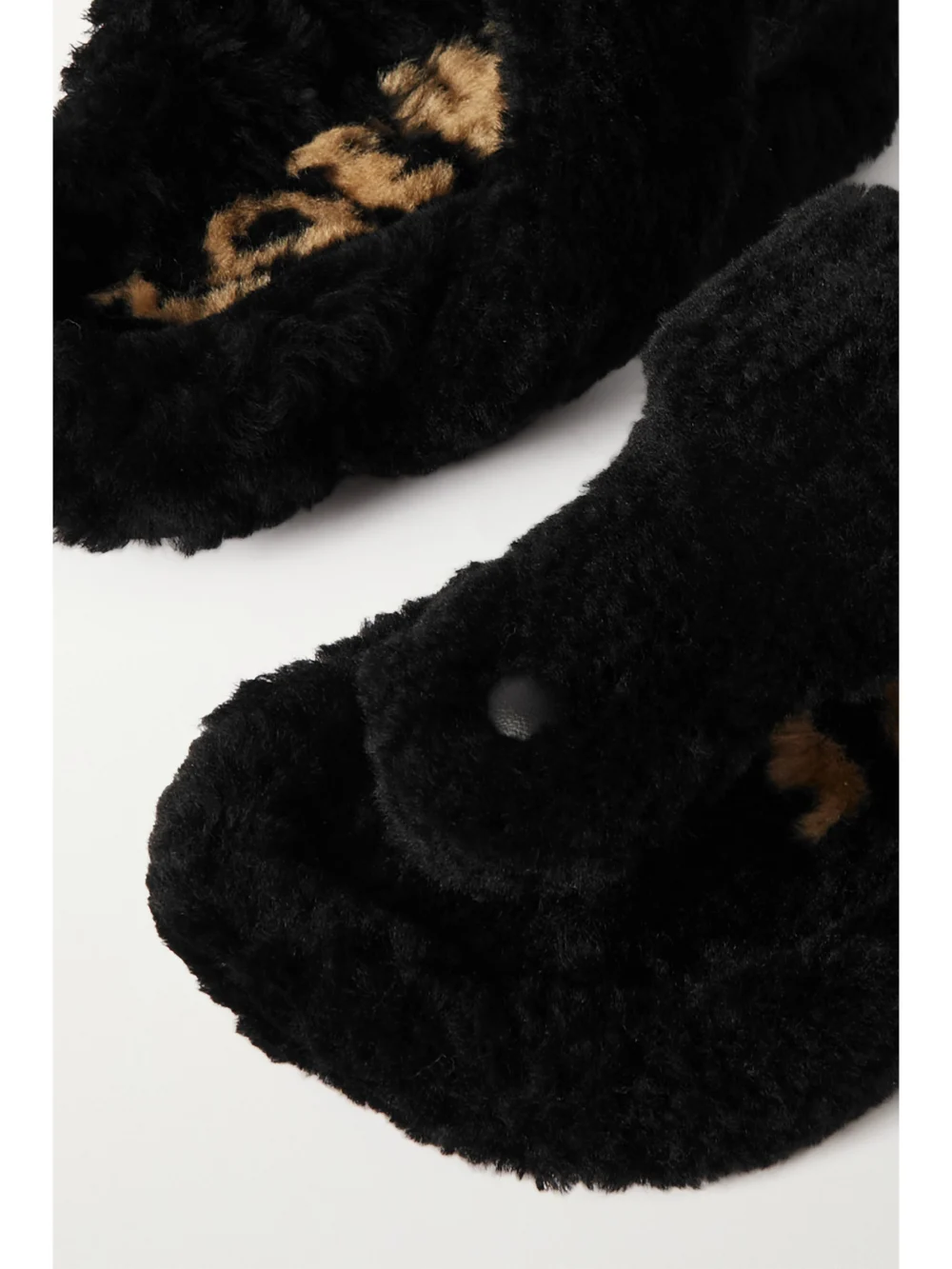 Close-up detail of the Loewe Shearling Sandals
