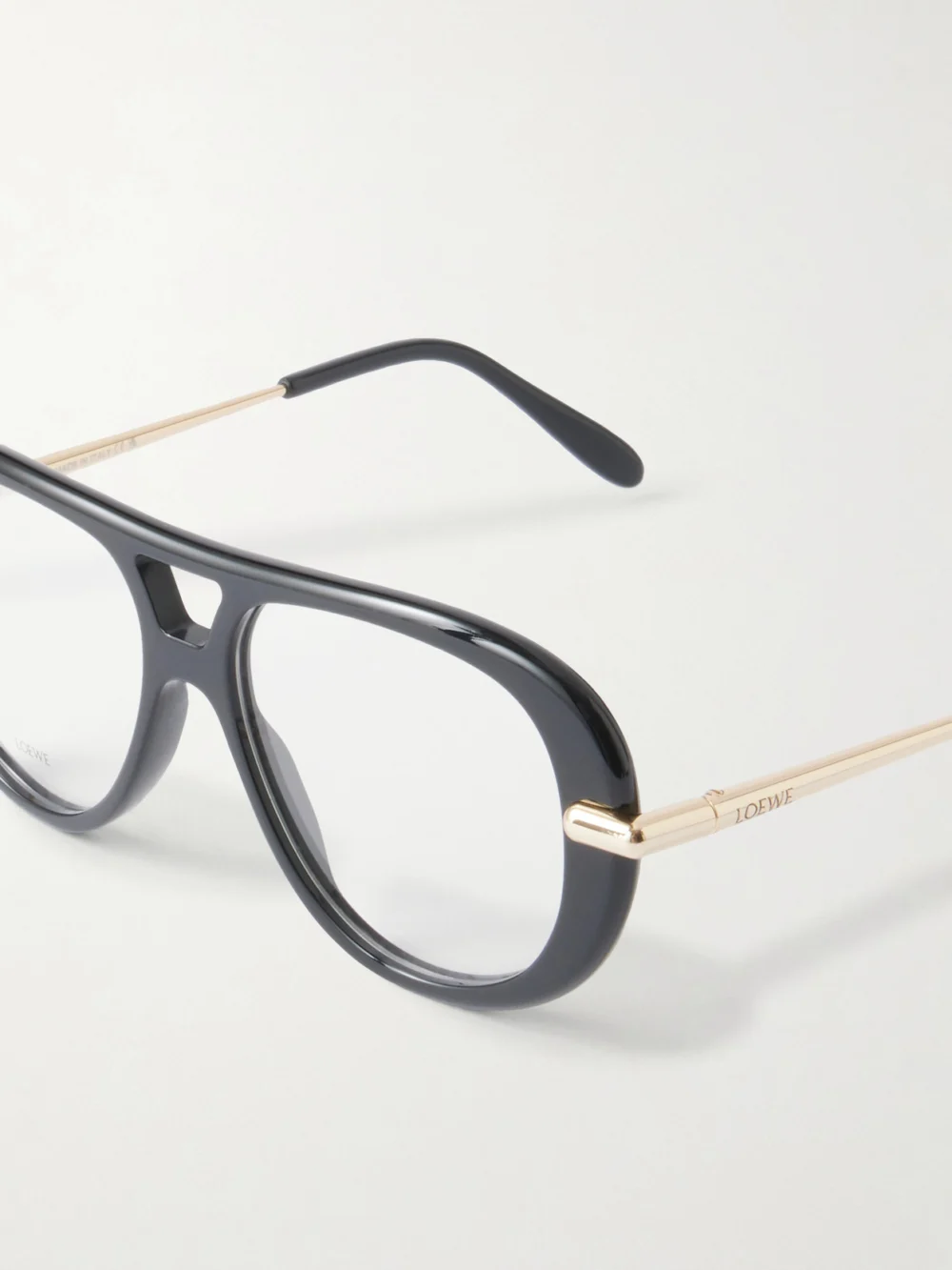Close-up detail of the Loewe Slim Aviator-style Acetate Sunglasses