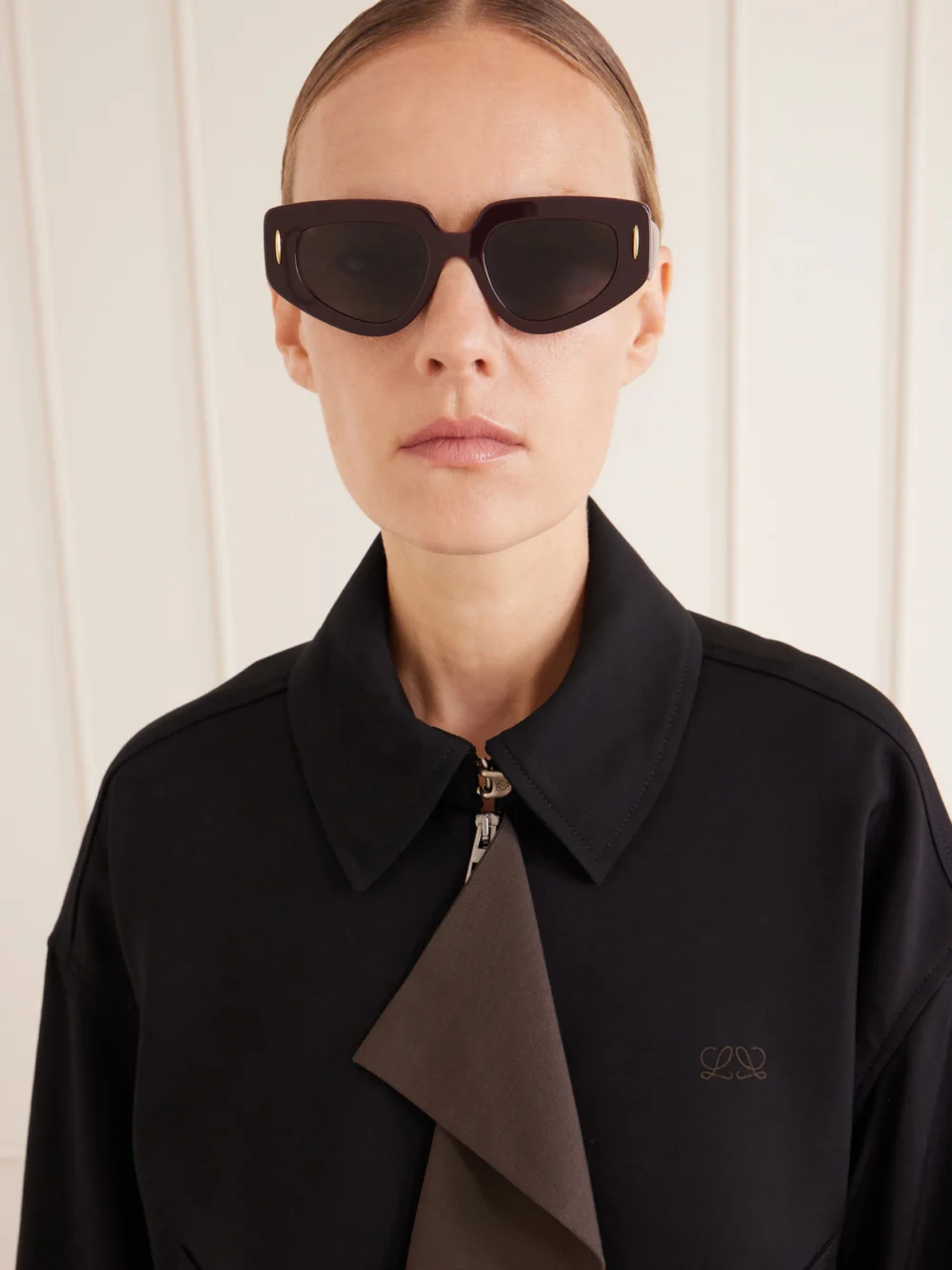 Loewe Small Butterfly Screen Oversized D-frame Acetate Sunglasses, styled view