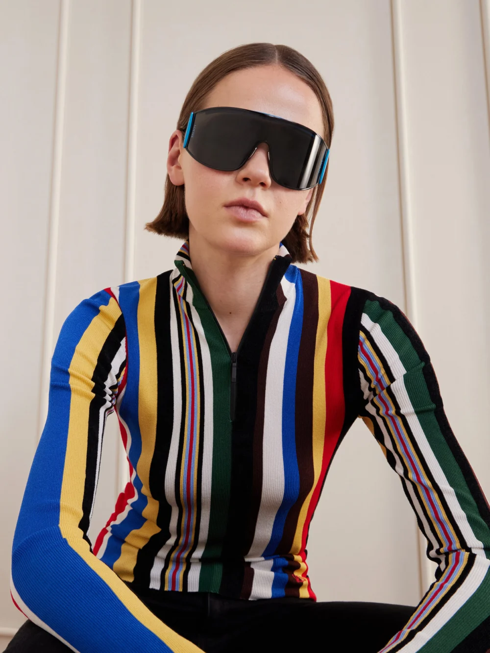 Loewe Speed Shield Mask Metal Sunglasses, styled view