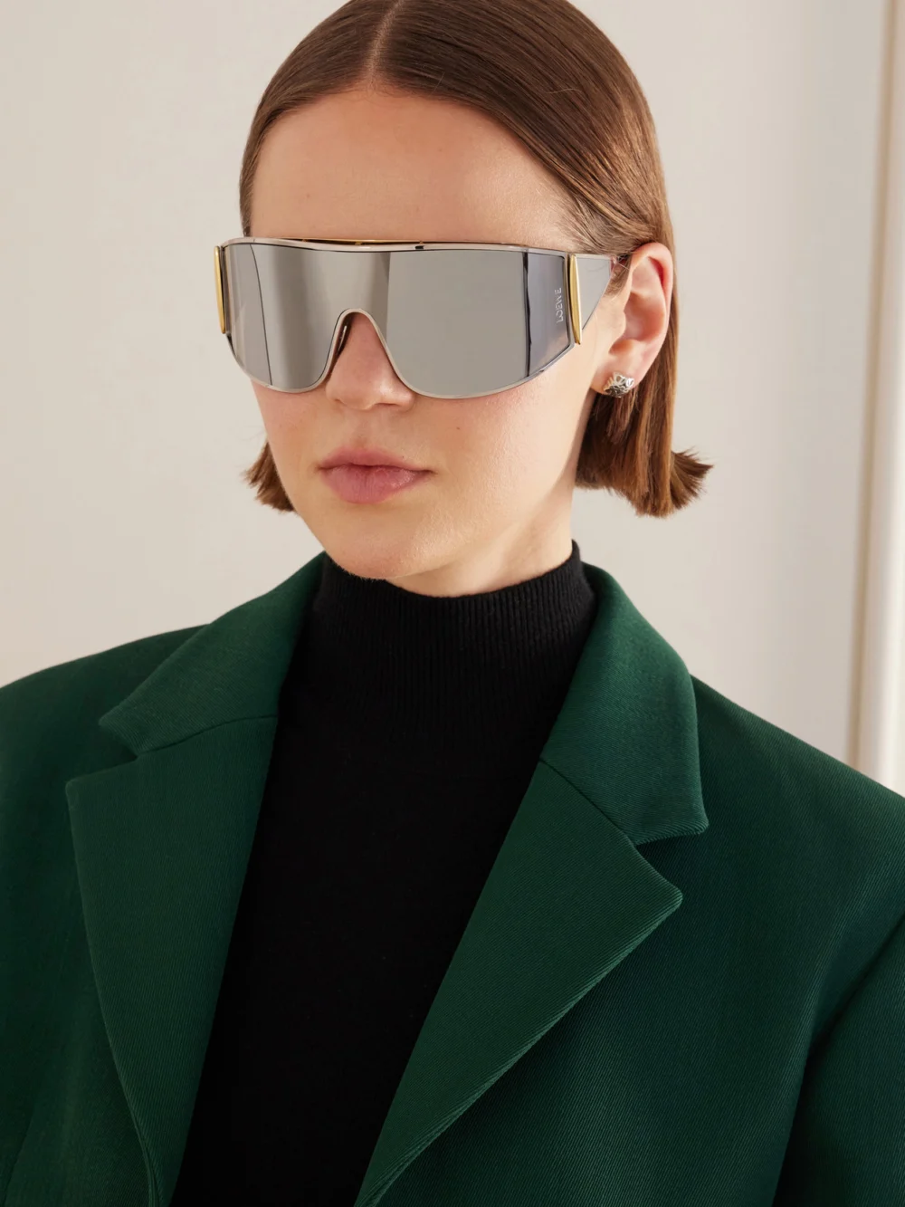 Loewe Speed Shield Mask Metal Sunglasses, styled view