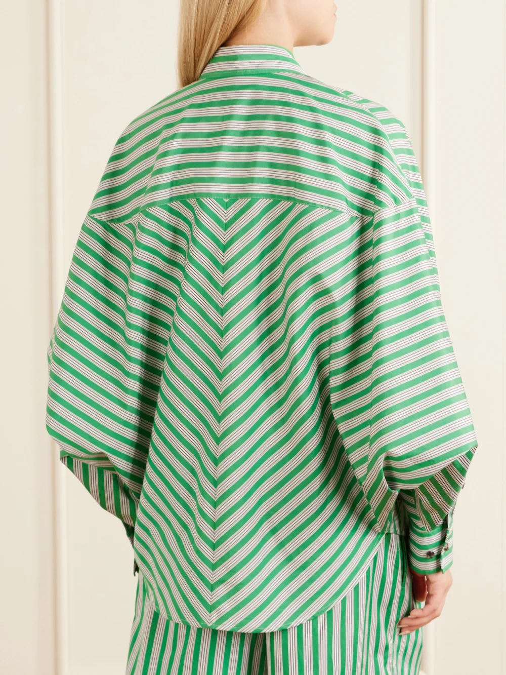 Back view of the Loewe Striped Cotton-poplin Shirt