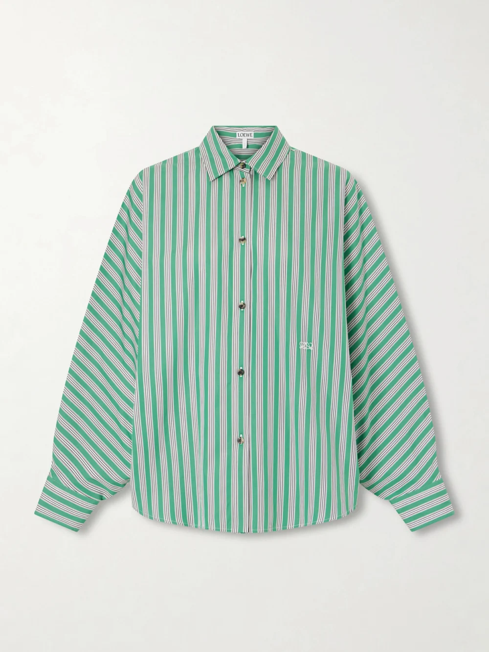 Loewe Striped Cotton-poplin Shirt in green
