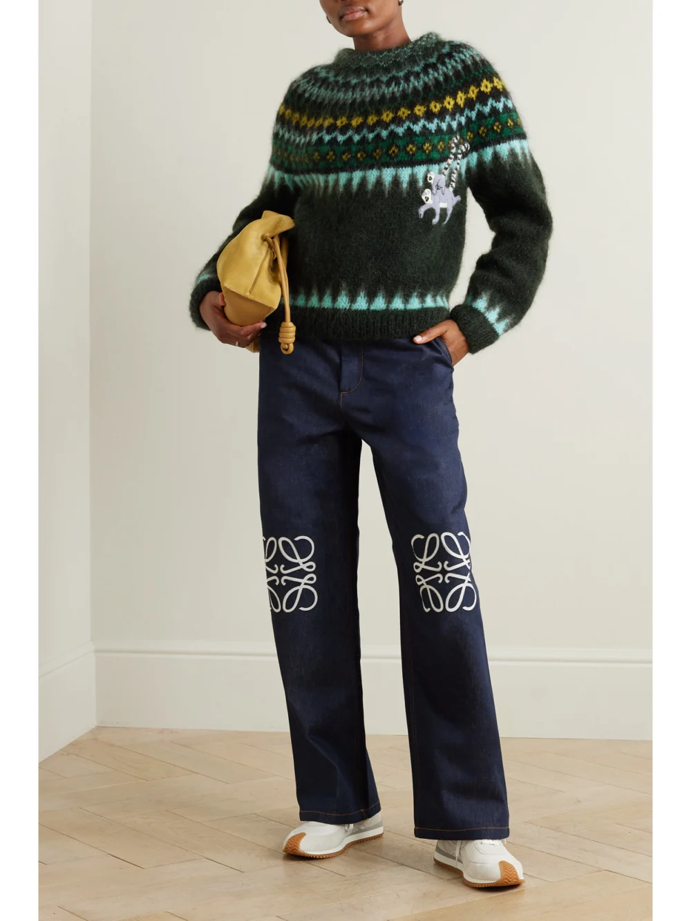 Loewe + Suna Fujita Fair Isle Embroidered Mohair-blend Sweater, worn by a model