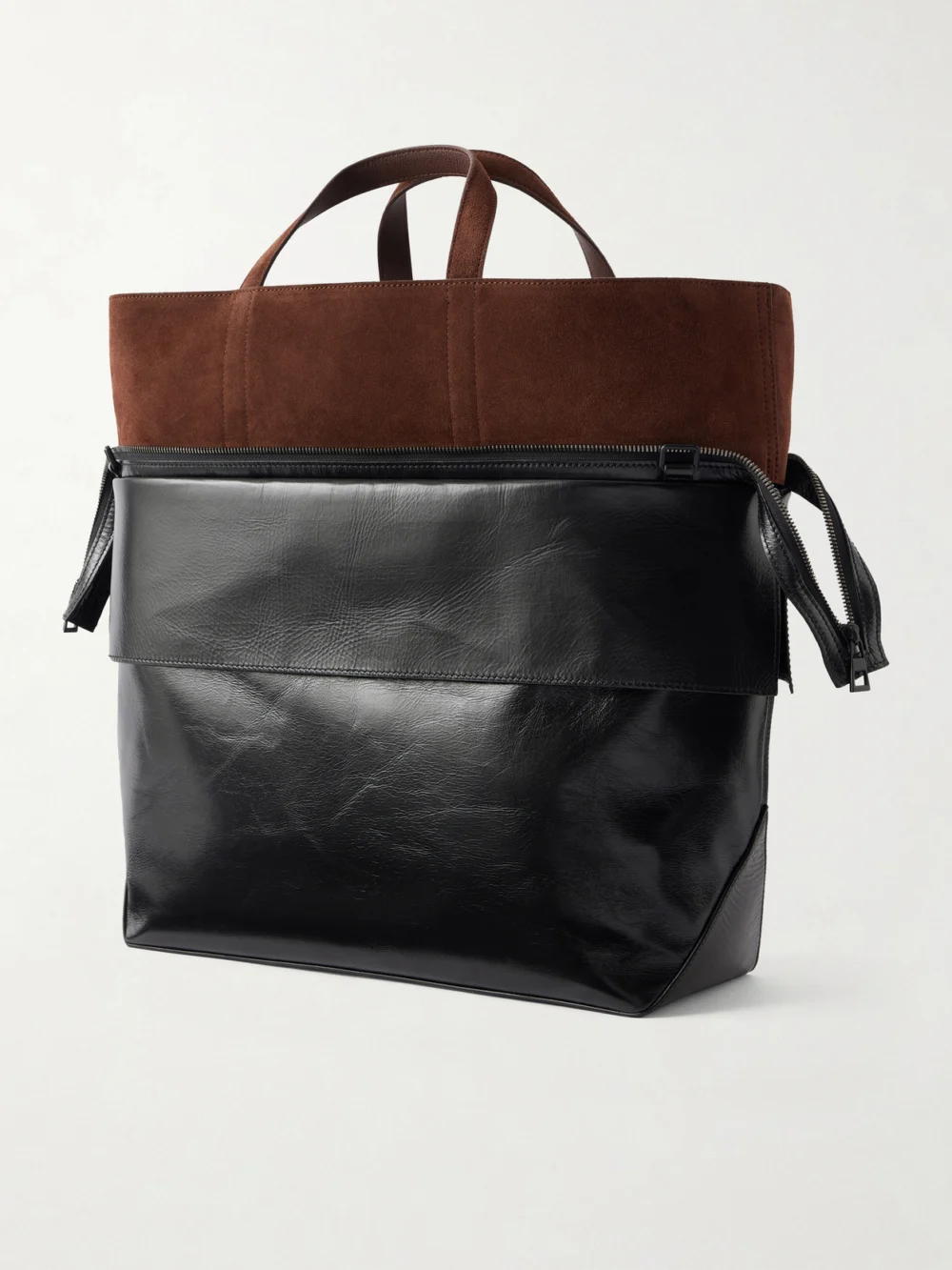 Back view of the Loewe Switch Large Suede-trimmed Crinkled Leather Tote