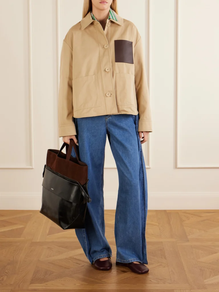 Loewe Switch Large Suede-trimmed Crinkled Leather Tote