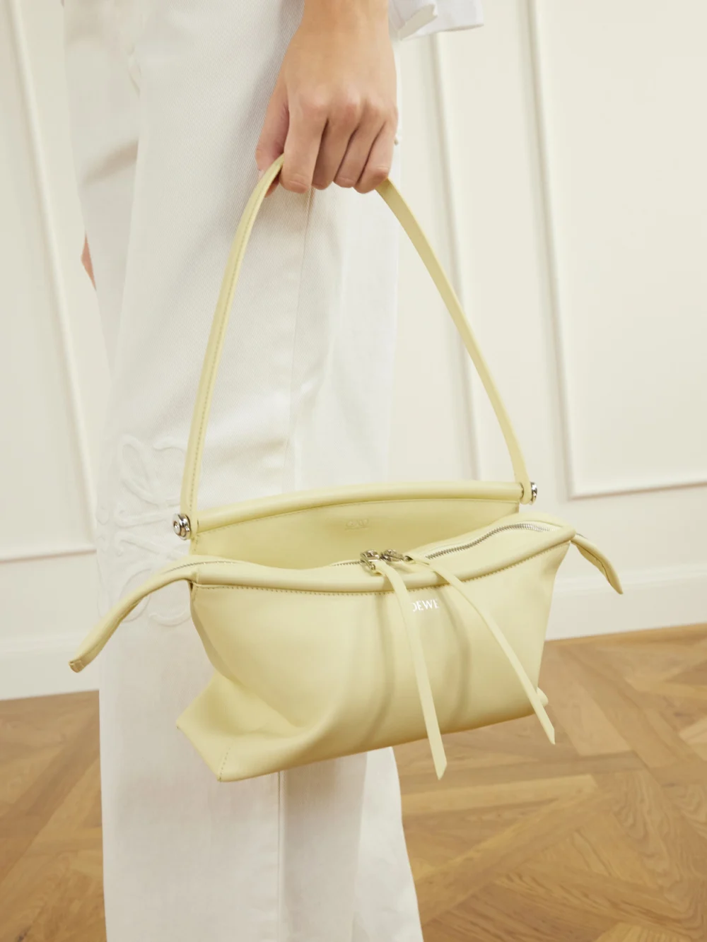 Loewe Whisker Leather Shoulder Bag, styled view