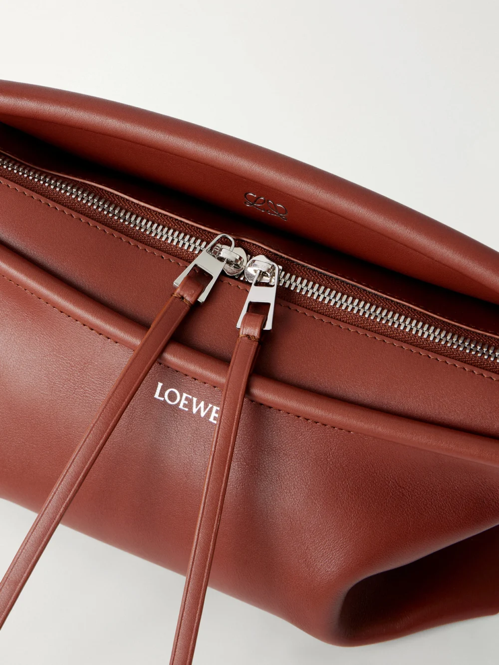 Close-up detail of the Loewe Whisker Leather Shoulder Bag