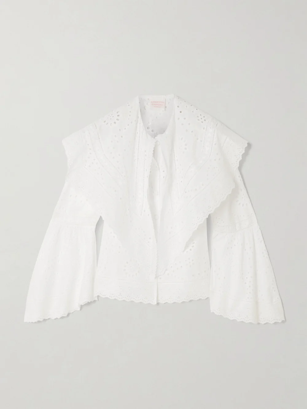 Loretta Caponi Azzurra Broderie Anglaise Cotton-poplin Blouse in white