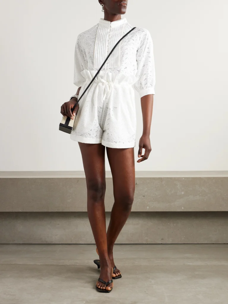 Loretta Caponi Brunella Pintucked Broderie Anglaise Cotton Blouse
