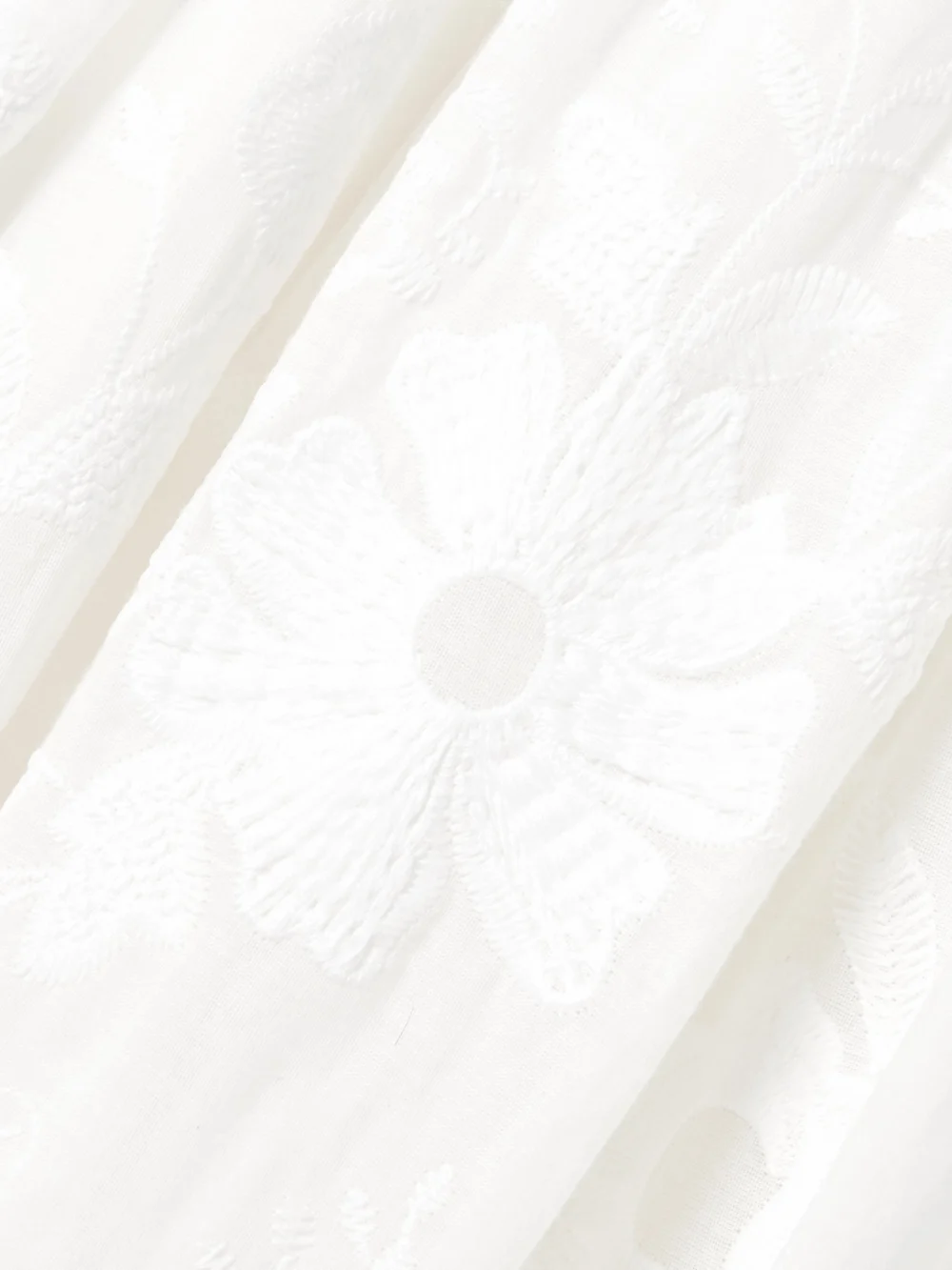 Close-up detail of the Loretta Caponi Desideria Strapless Guipure Lace-trimmed Embroidered Cotton-voile Midi Dress