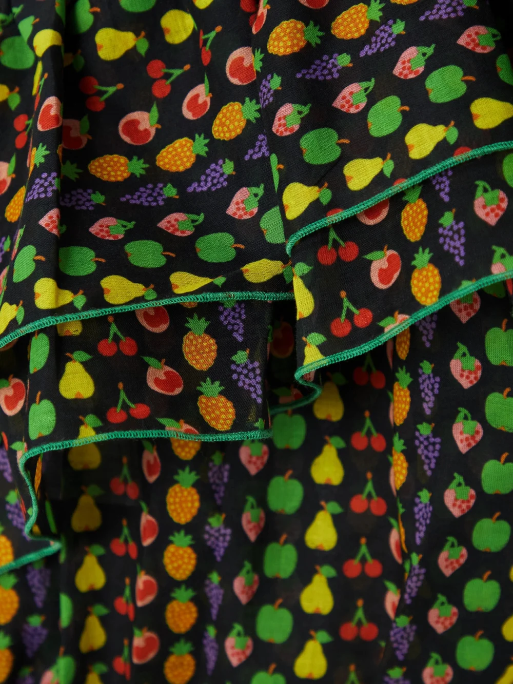 Close-up detail of the Loretta Caponi Livia One-shoulder Ruffled Printed Cotton-voile Top