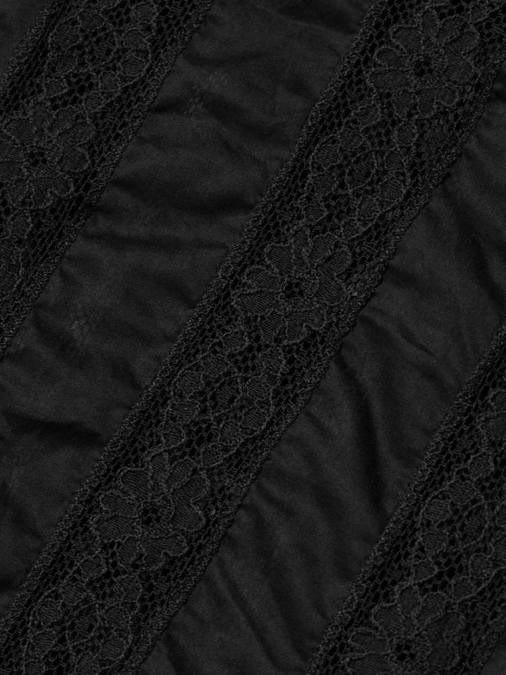 Close-up detail of the Loretta Caponi Radda Ruffled Paneled Cotton-voile and Lace Top