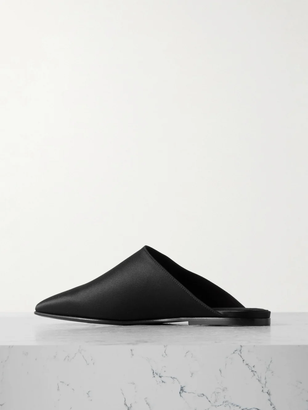 Back view of the Loro Piana Alba Satin Slippers