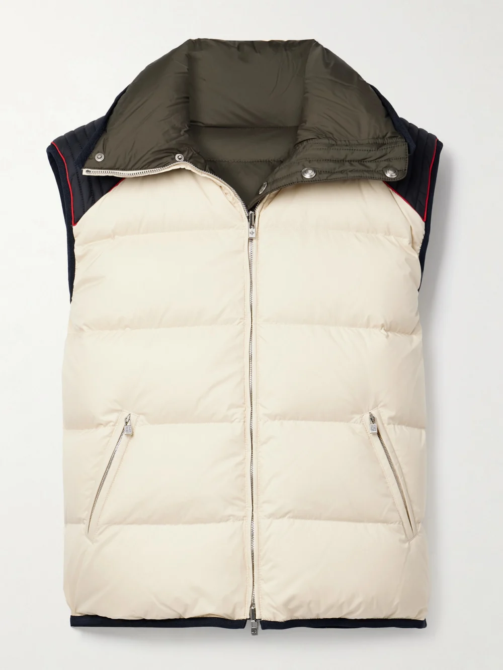 Loro Piana Andry Reversible Two-tone Quilted Shell Down Vest in off-white