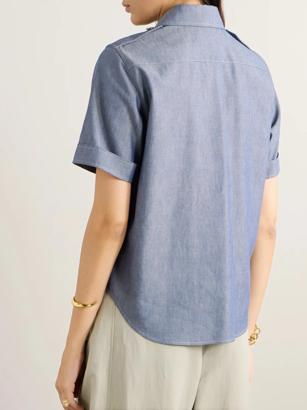 Back view of the Loro Piana Annalisa Cotton and Cashmere-blend Chambray Shirt