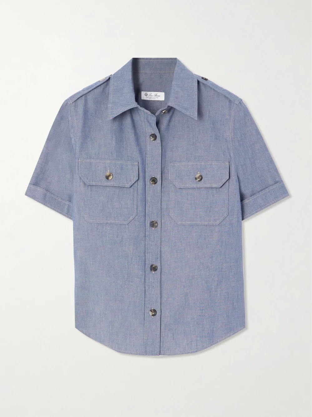 Loro Piana Annalisa Cotton and Cashmere-blend Chambray Shirt in mid denim