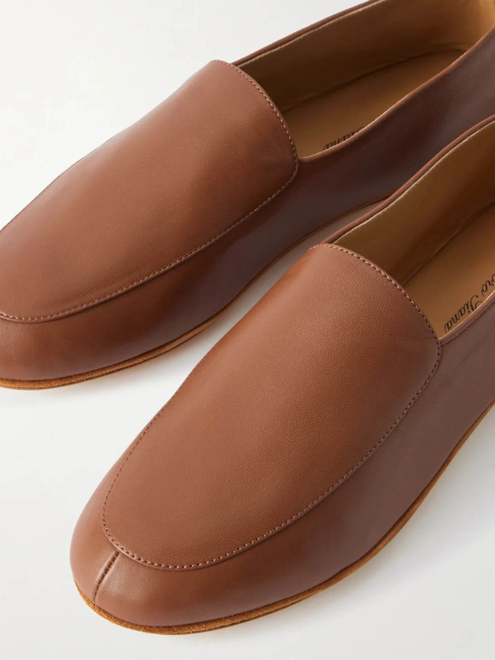 Close-up detail of the Loro Piana Anton Walk Leather Loafers