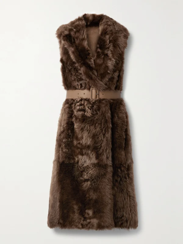 Loro Piana Ardis Reversible Belted Shearling and Suede Vest