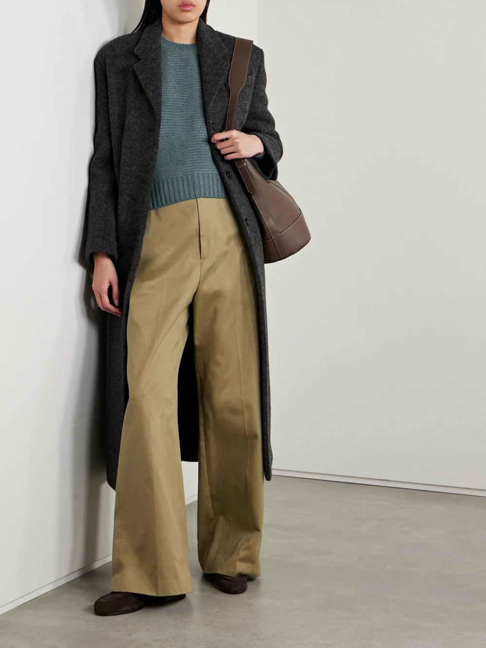 Loro Piana Ashi Cropped Ribbed Cashmere Sweater, worn by a model
