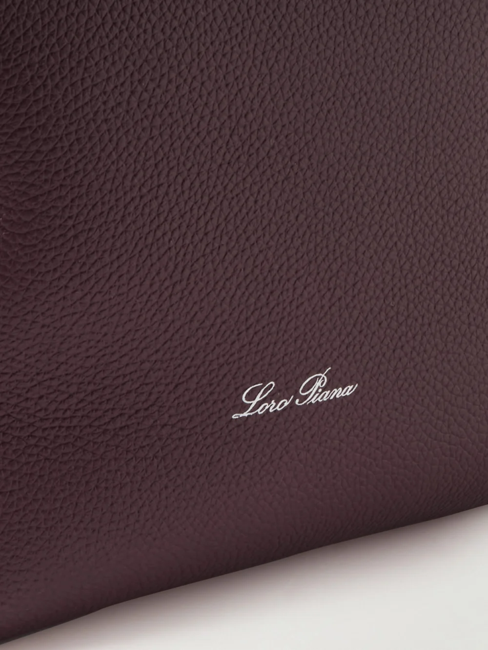 Close-up detail of the Loro Piana Bale Canvas-trimmed Textured-leather Tote