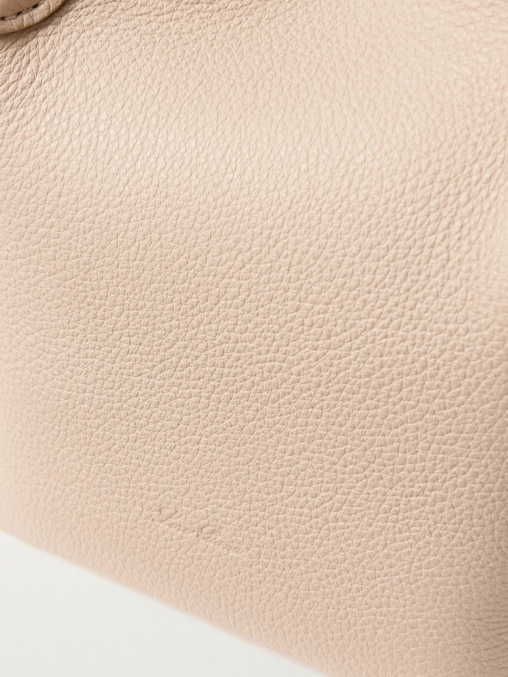 Close-up detail of the Loro Piana Bale Grosgrain-trimmed Textured-leather Shoulder Bag