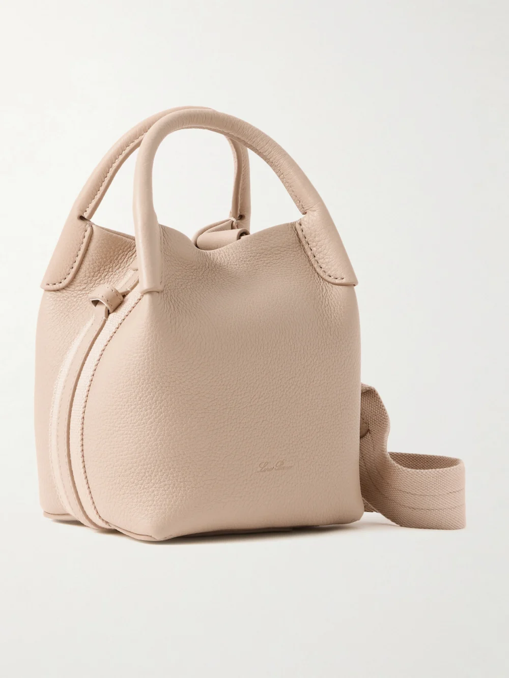 Loro Piana Bale Grosgrain-trimmed Textured-leather Shoulder Bag in beige