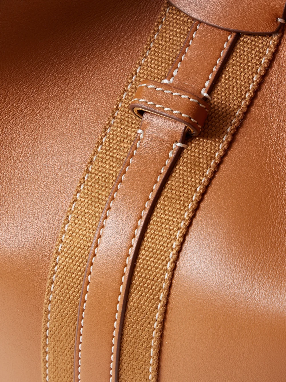 Close-up detail of the Loro Piana Bale Large Leather Bag
