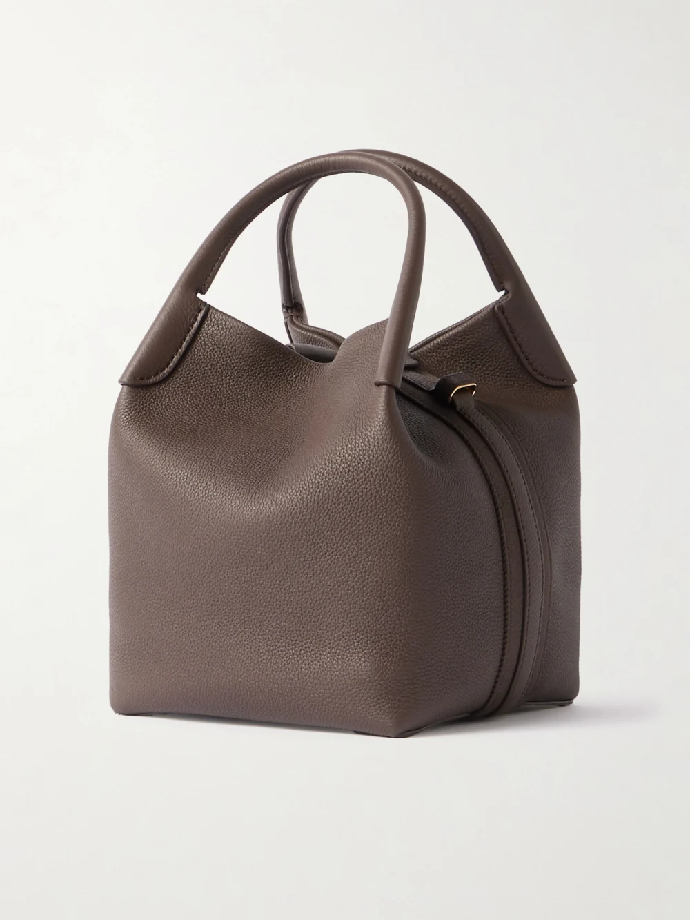 Back view of the Loro Piana Bale Small Canvas-trimmed Textured-leather Tote
