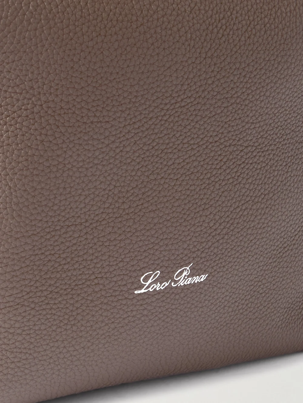 Close-up detail of the Loro Piana Bale Small Canvas-trimmed Textured-leather Tote