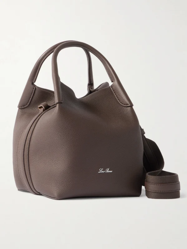 Loro Piana Bale Small Canvas-trimmed Textured-leather Tote