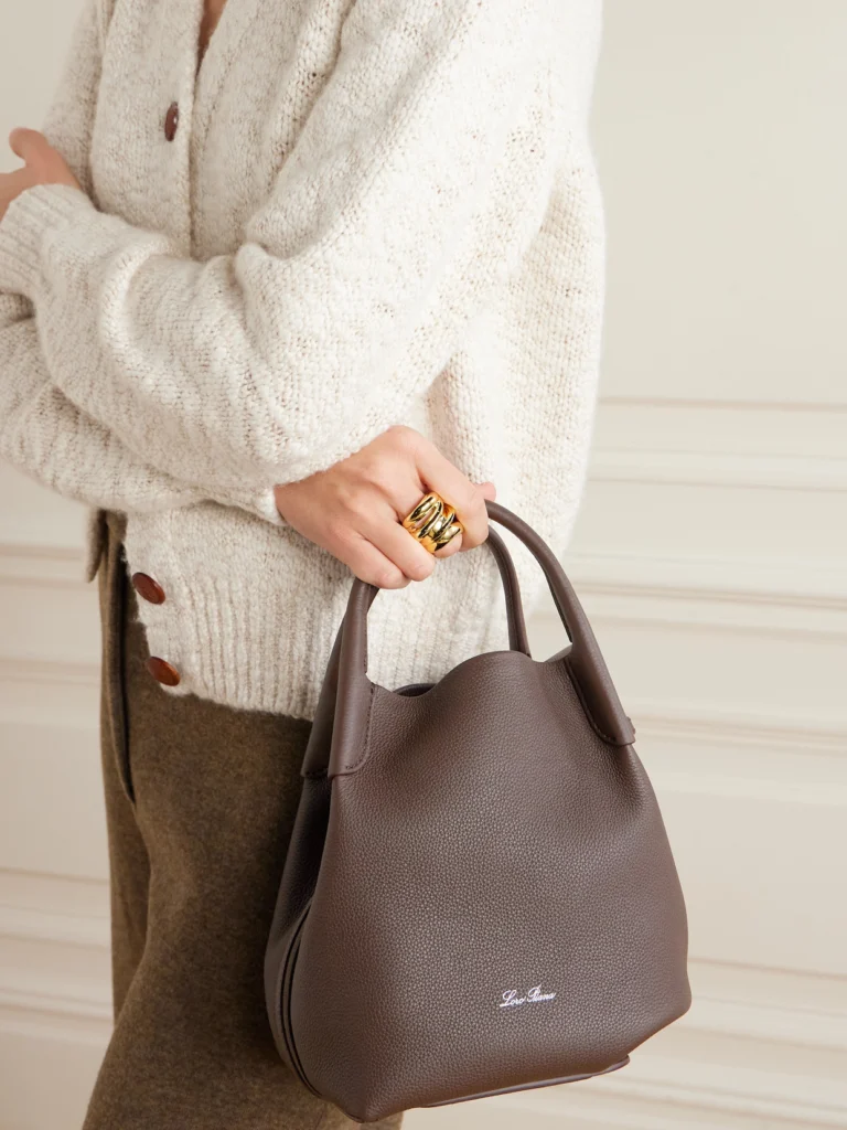 Loro Piana Bale Small Canvas-trimmed Textured-leather Tote