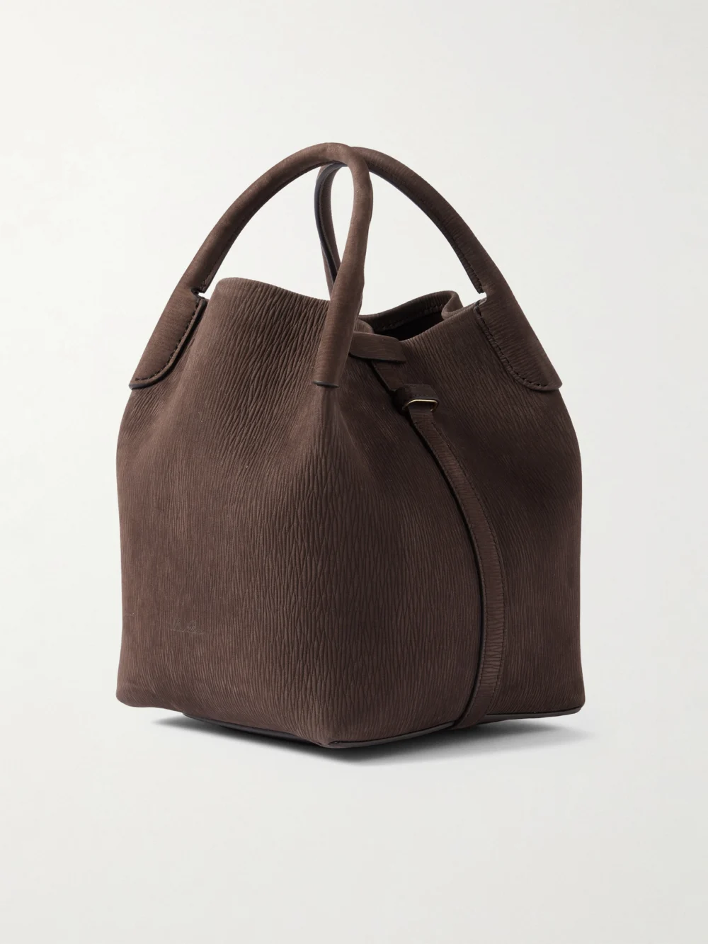 Back view of the Loro Piana Bale Small Textured-suede Shoulder Bag