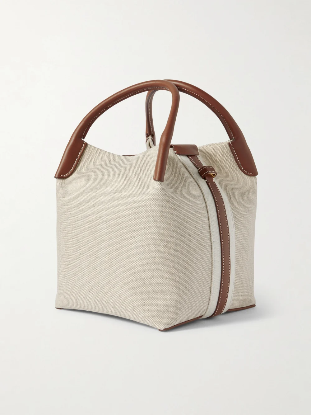 Back view of the Loro Piana Bale Textured Leather-trimmed Canvas Tote