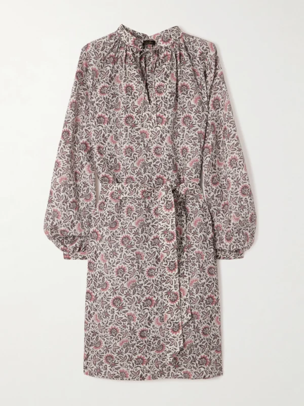 Loro Piana Billie Belted Floral-print Linen-twill Mini Dress