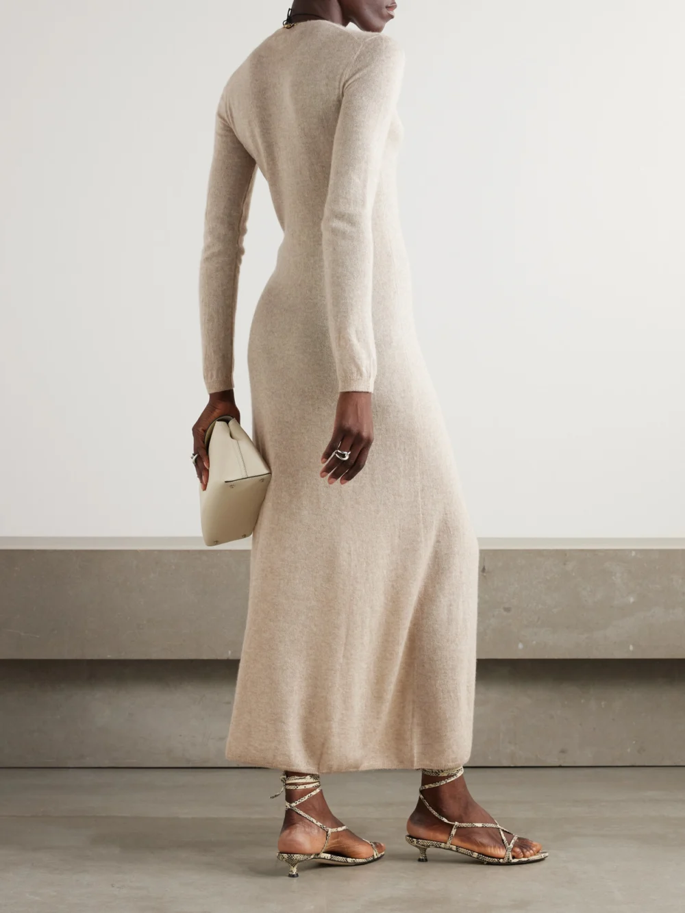 Back view of the Loro Piana Camino Cashmere and Silk-blend Midi Dress