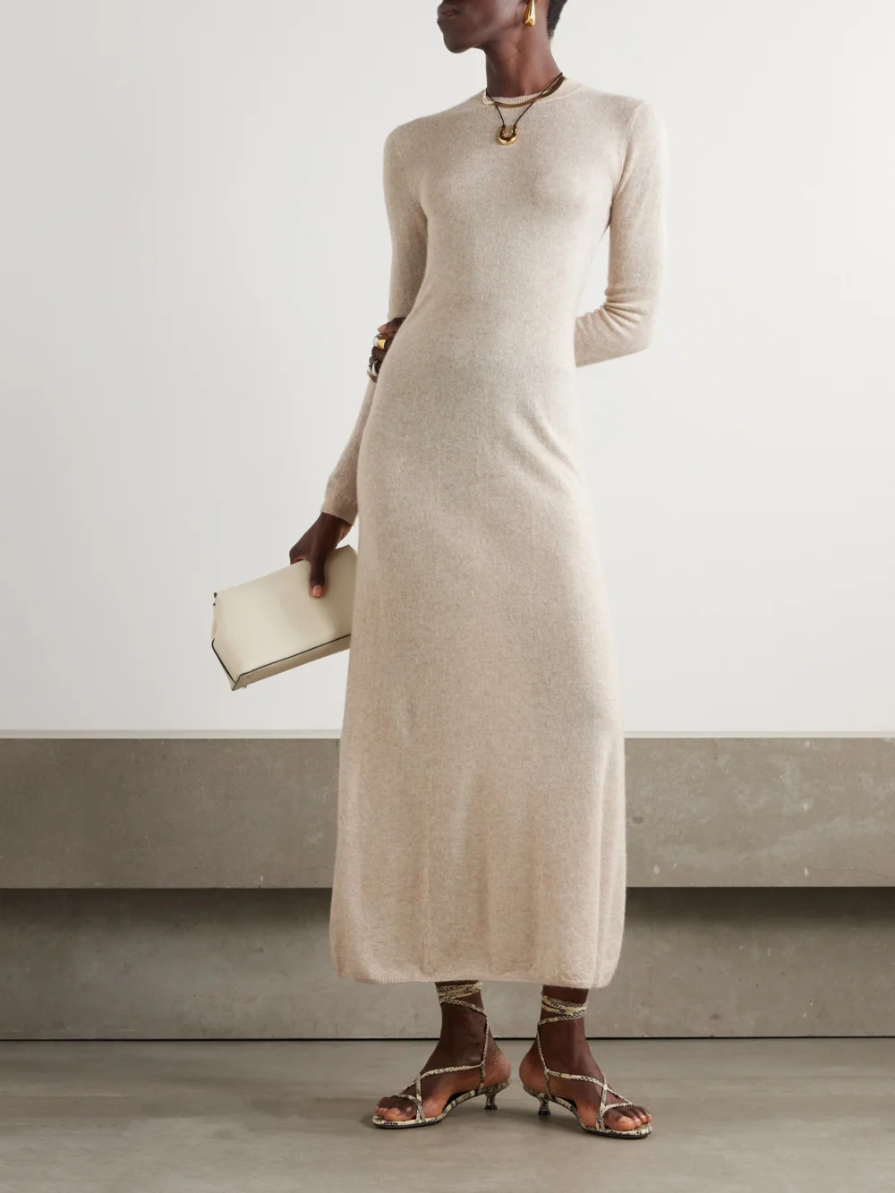 Loro Piana Camino Cashmere and Silk-blend Midi Dress, worn by a model