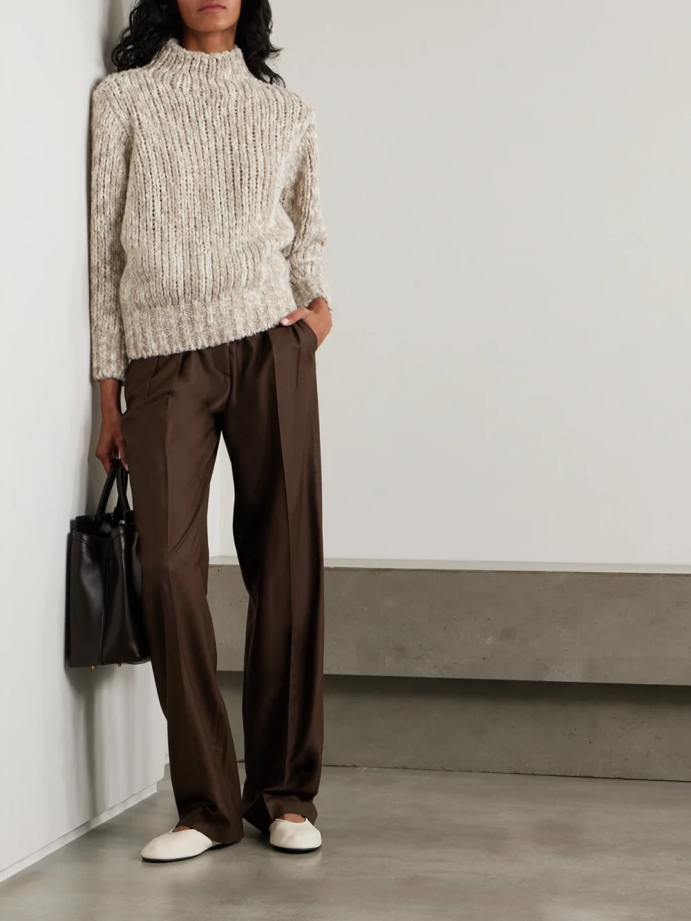 Loro Piana Cashmere and Silk-blend Sweater, worn by a model