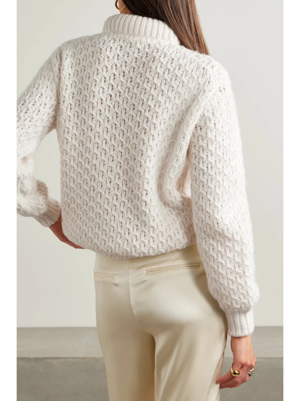 Back view of the Loro Piana Cashmere and Silk-blend Turtleneck Sweater
