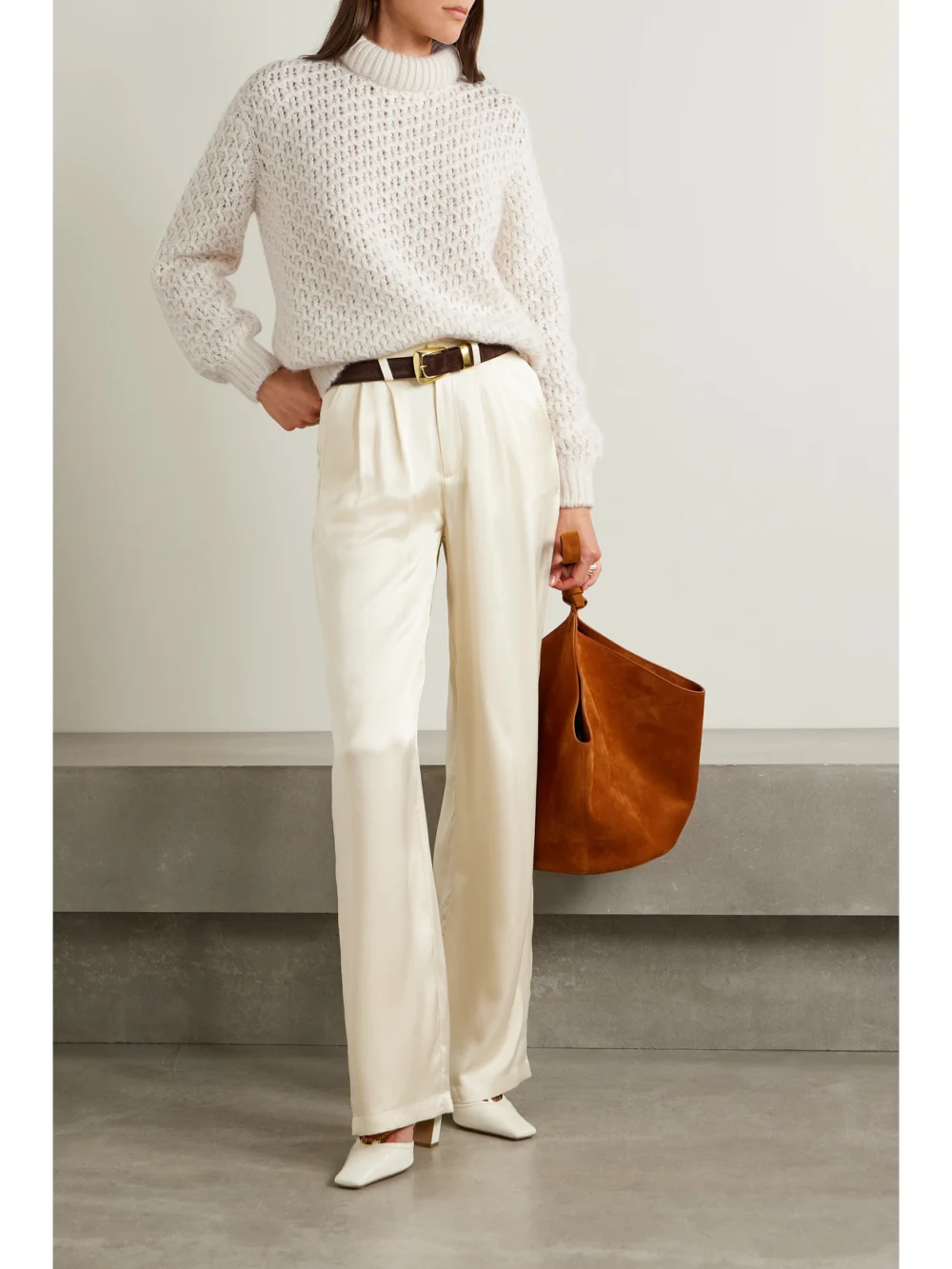 Loro Piana Cashmere and Silk-blend Turtleneck Sweater, worn by a model