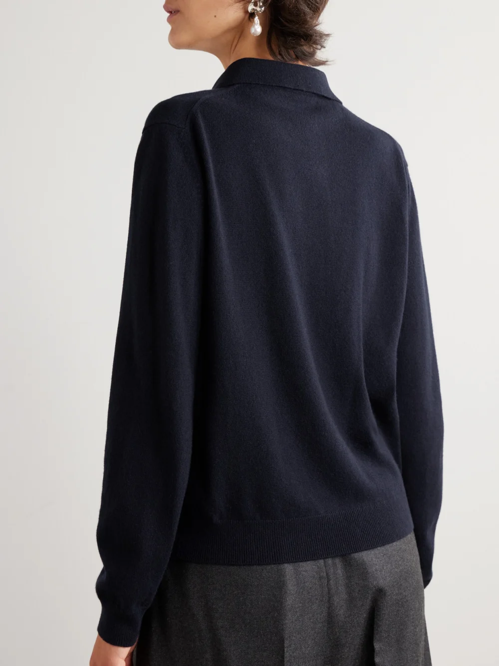 Back view of the Loro Piana Cashmere Polo Sweater