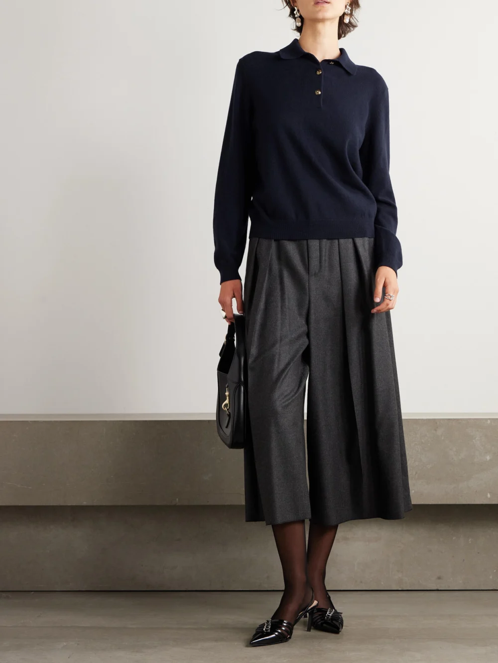 Loro Piana Cashmere Polo Sweater, worn by a model