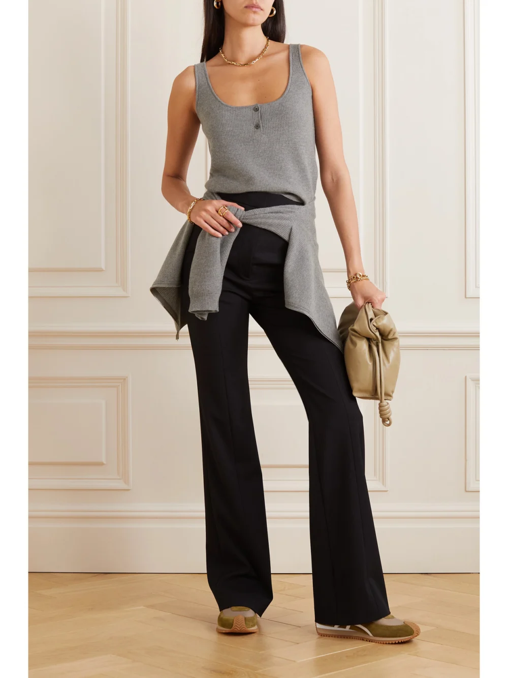 Loro Piana Cashmere Tank, worn by a model
