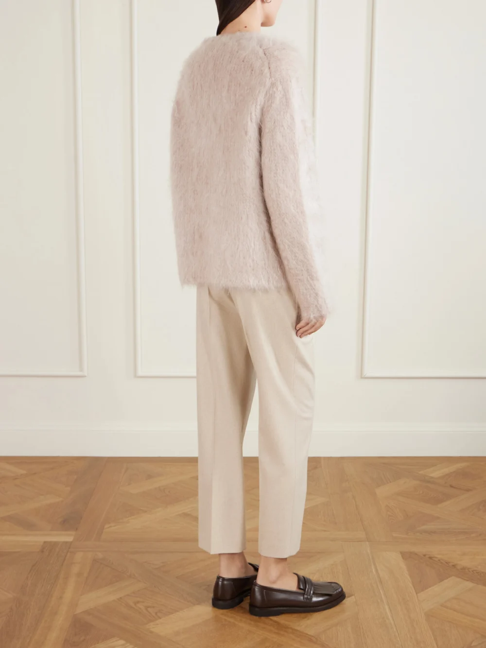 Back view of the Loro Piana Cherry Hill Mohair and Cashmere-blend Cardigan