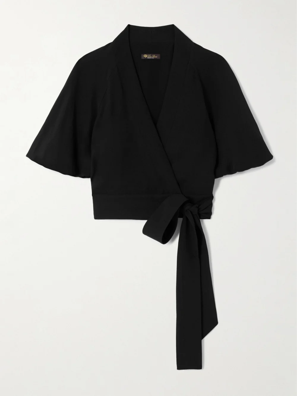Loro Piana Clancy Cropped Silk-cady Wrap Shirt in black