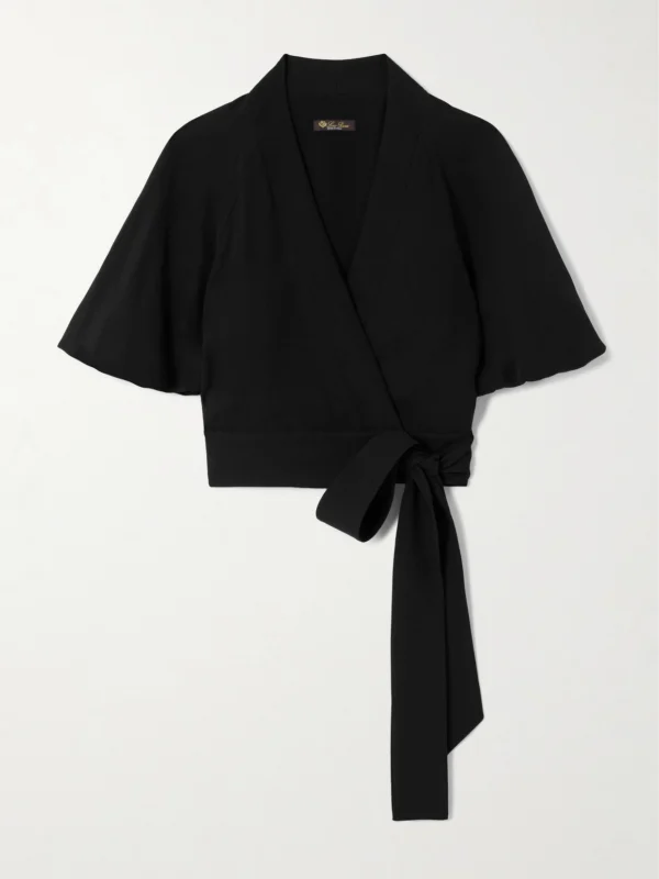 Loro Piana Clancy Cropped Silk-cady Wrap Shirt