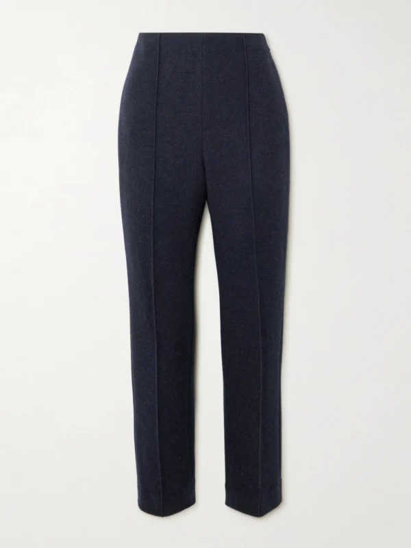 Loro Piana Cropped Pleated Cashmere-blend Skinny Pants