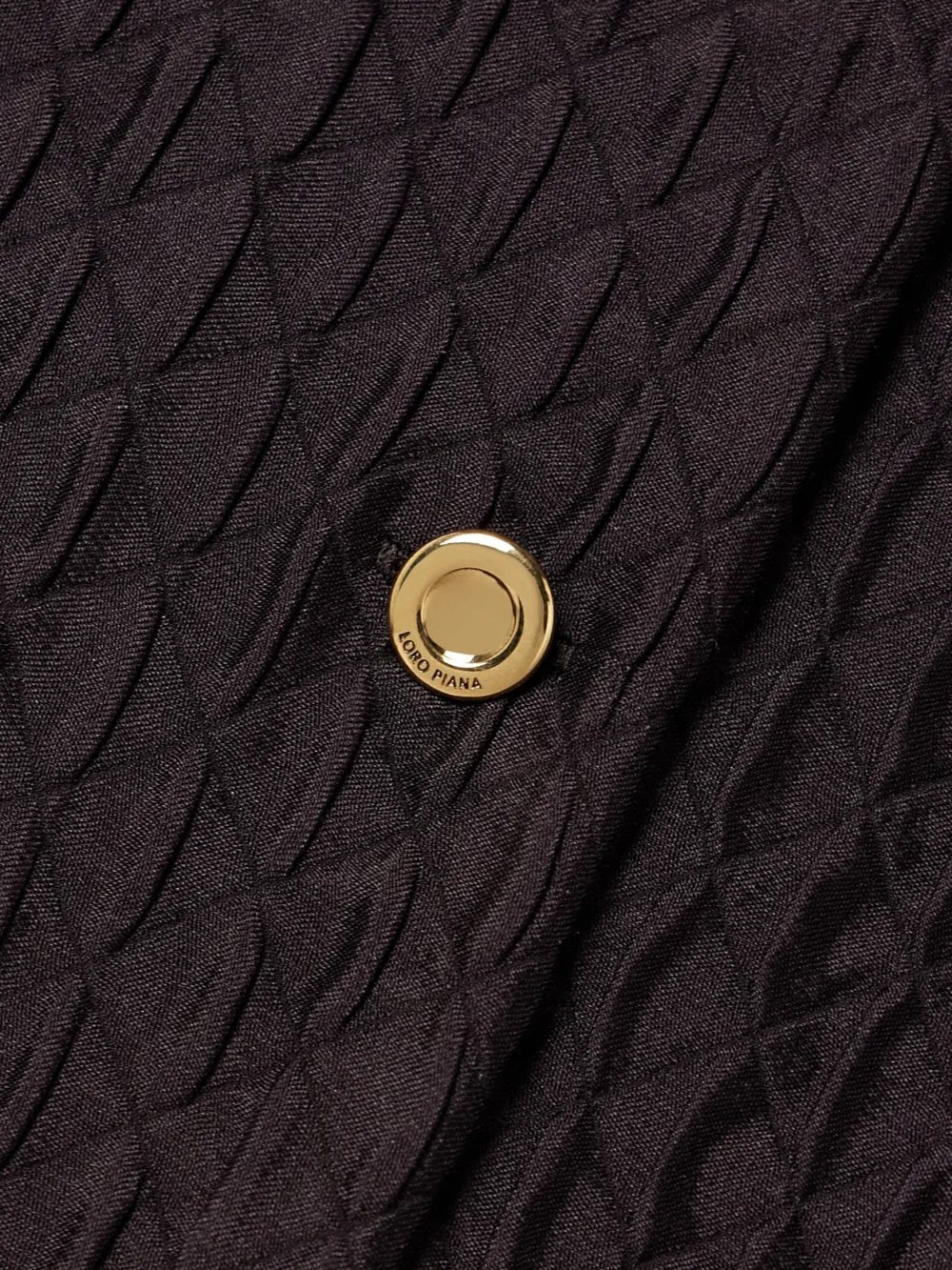 Close-up detail of the Loro Piana Cropped Quilted Silk-cloqué Jacket